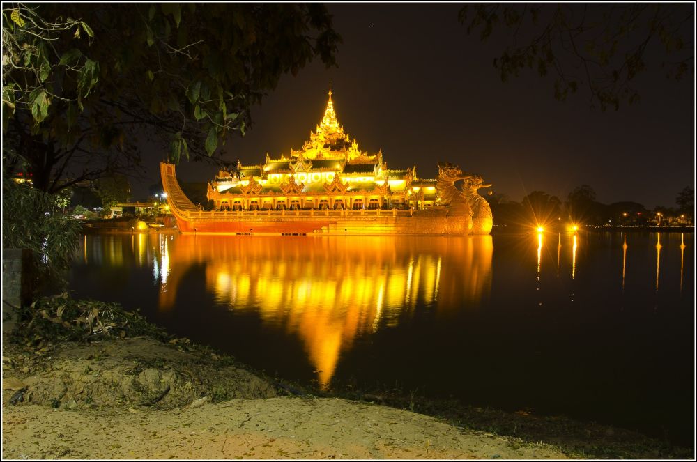 Yangon in Myanmar at night time