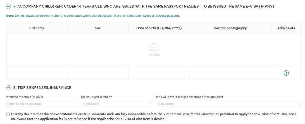 Vietnam e-visa sample