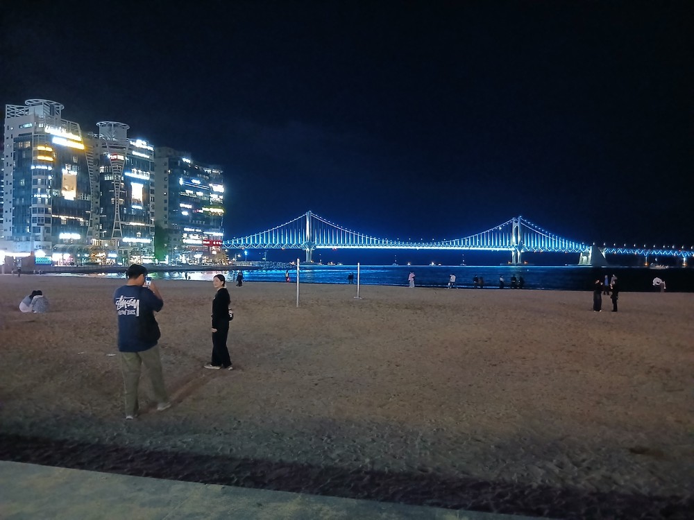Gwangalli Beach at nighttime