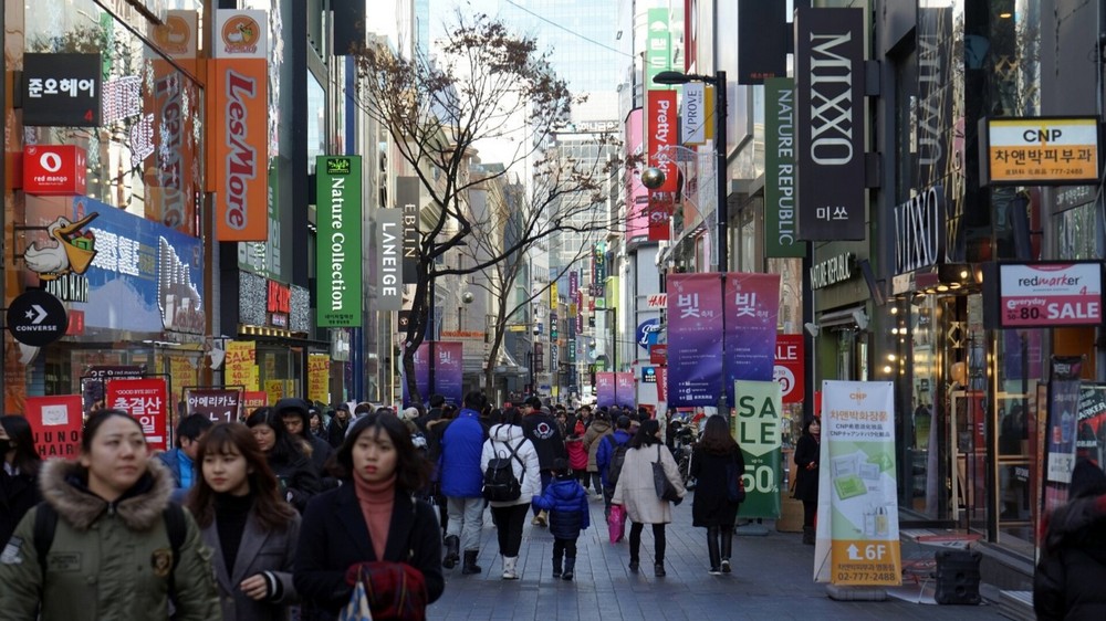 Myeongdong shopping street in Seoul, South Korea