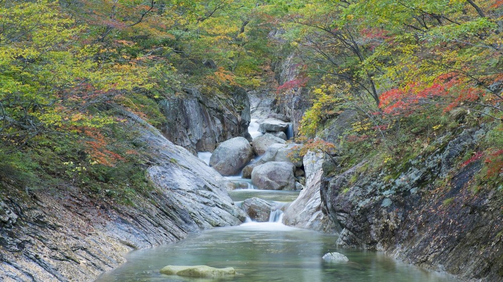 Mountain stream in Seoraksan National Park in autumn, Sokcho